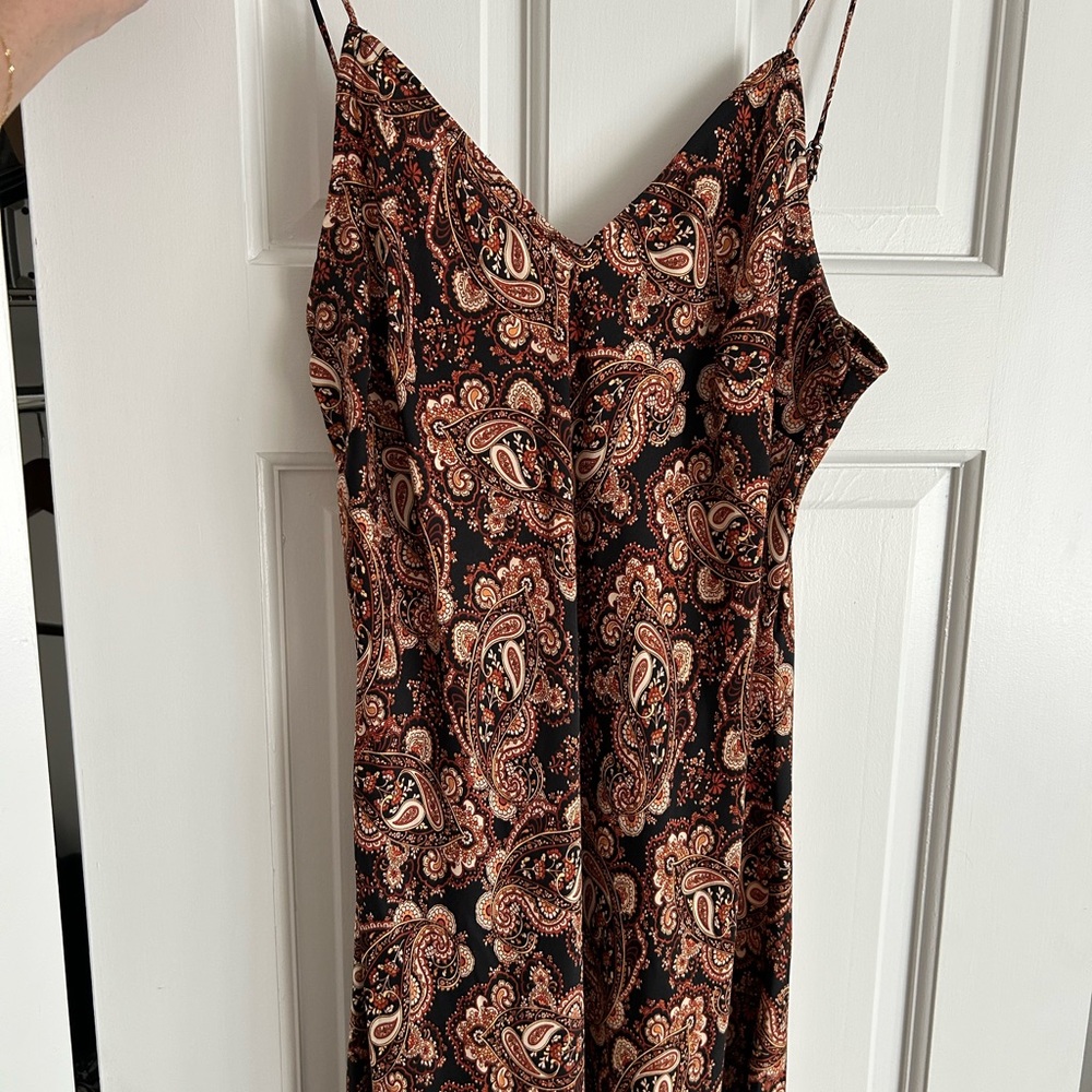 Nili Lotan black brown slip maxi dress